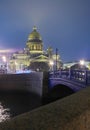 St.Petersburg, St. Isaac`s cathedral at night Royalty Free Stock Photo