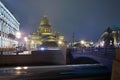 St.Petersburg, St. Isaac`s Square at night Royalty Free Stock Photo