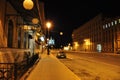 St. Petersburg street in the night artistic illumination in golden illumination.