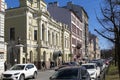 St. Petersburg street in the spring, old buildings in the classical style ,cars along the road