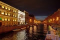 ST. PETERSBURG. View of the Moika River at night Royalty Free Stock Photo
