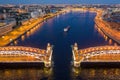 St. Petersburg, white nights, divorced Bolsheokhtinsky bridge, the passage of ships along the Neva