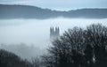 St. Pieters Church of Loker, Belgium on a misty winter morning