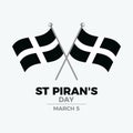 St Piran\'s Day poster with Cornwall flag vector illustration Royalty Free Stock Photo