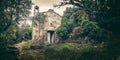 Abandoned chapel in woodland on Cap Corse in Corsica