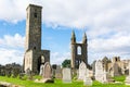 St RuleÃ¢â¬â¢s Tower and ruined twin towers of the east gable at St Andrews Cathedral in St Andrews, Scotland