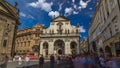 St. Salvator Church timelapse hyperlapse. Part Of Historic Complex In Prague - Clementinum, Czech Republic Royalty Free Stock Photo