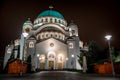 St. Sava Cathedral at night. Belgrade, Serbia