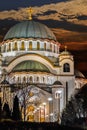 St. Sava Temple At Dusk - The World Largest Orthodox Church - Belgrade - Serbia Royalty Free Stock Photo