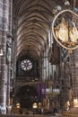 St. Sebaldus Church, Gothic interior, large windows, stained glass windows and vaults Royalty Free Stock Photo