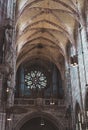 St. Sebaldus Church, Gothic interior, large windows, stained glass windows and vaults Royalty Free Stock Photo