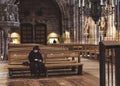 St. Sebaldus Church, gothic interior, old catholic in black Royalty Free Stock Photo