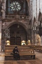 St. Sebaldus Church, gothic interior, old catholic in black Royalty Free Stock Photo