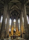 St. Sebaldus Church, gothic interior, tall columns, vaults, arches and windows
