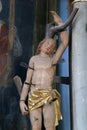 St Sebastian, statue on the altar of Saint Anthony of Padua in the church of St Catherine of Alexandria in Krapina, Croatia