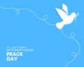21st september international peace day poster with papercut dove