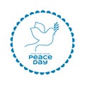 21st september world peace day card with line art dove bird