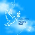 21st september world peace day message background with smoke effect