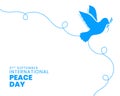 21st september world peace day poster with dove bird in papercut style