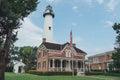 ST. SIMONS, GEORGIA - Sept 18, 2019: The historic landmark lighthouse Royalty Free Stock Photo