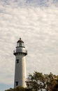 St Simons Island Lighthouse in clouds Royalty Free Stock Photo