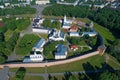 St. Sophia Cathedral in the Kremlin of Veliky Novgorod. Shooting with quadrocopter. Veliky Novgorod, Russia Royalty Free Stock Photo