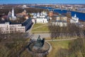 St. Sophia Cathedral in the Kremlin of Veliky Novgorod in the sunny day aerial photography. Russia Royalty Free Stock Photo