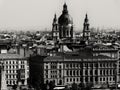 St. Stephen Basilica and streetscape in monochrome Royalty Free Stock Photo