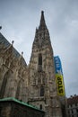 St. Stephen Cathedral in Vienna Austria with a Stop War Sign hanging Royalty Free Stock Photo