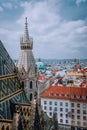 St. Stephen`s Cathedral above view over roofs of Vienna, Austria Royalty Free Stock Photo