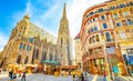 St Stephen\'s Cathedral and busy Stephansplatz square in Viena old tow, Austria