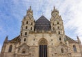 St. Stephen`s cathedral facade on Stephansplatz square, Vienna, Austria