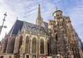 St. Stephen`s cathedral on Stephansplatz square in Vienna, Austria