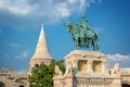 St Stephen`s statue at Fisherman`s bastion in Budapest Hungary Royalty Free Stock Photo