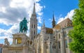 St. Stephen Statue and Matthias Church in Budapest, Hungary Royalty Free Stock Photo