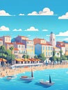 Cannes Riviera: Abstract Travel Poster of French Coastal Splendo