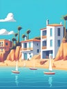 Ibiza Serenade: Abstract Travel Poster of Cala Carbo\'s Coastal Charm