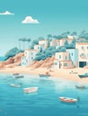 Ibiza Serenade: Abstract Travel Poster of Cala Carbo\'s Coastal Charm\