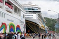 St Thomas, U.S Virgin Island - February 21, 2024 - The cruise ship passengers walking on the dock into the city Royalty Free Stock Photo