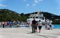 St Thomas, U.S Virgin Island - February 21, 2024 - Passengers boarding the Island Girl boat trip to St John Royalty Free Stock Photo