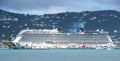 St Thomas, U.S Virgin Islands - February 21, 2024 - The Norwegian Encore cruiseship docked on the harbor Royalty Free Stock Photo