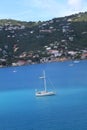 St Thomas Virgin Islands Mountain and Bay View from Cruise Stateroom Royalty Free Stock Photo
