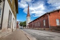 St. Trinity Church and old town of Rakvere, Estonia. Green summer time. Beautiful cityscape, a trip to the countries of northern