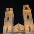 St. Tryphon Cathedral at night - Kotor city Royalty Free Stock Photo