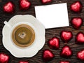 St Valentine's breakfast with coffee and chocolate