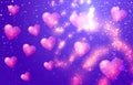 St. Valentine`s Day. Abstraction. Hearts on a pink background.