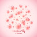 St. Valentine`s day background with many bubble hearts.