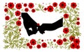 St. Valentine`s Day. Background with red poppies to day of St. Valentina