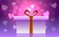 St. Valentine`s Day. A box with gifts and hearts on a pink background.