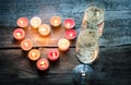 St Valentine's day candles with champagne Royalty Free Stock Photo
